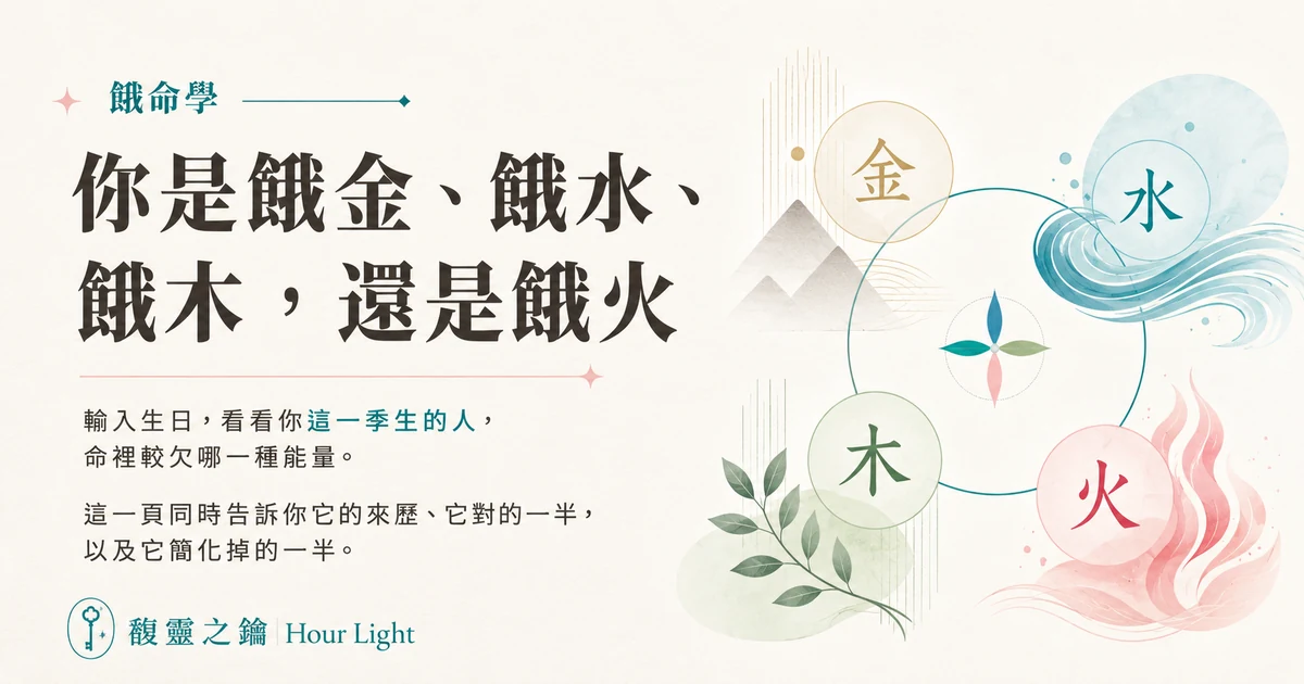 餓命學查詢：你是餓金、餓水、餓木，還是餓火